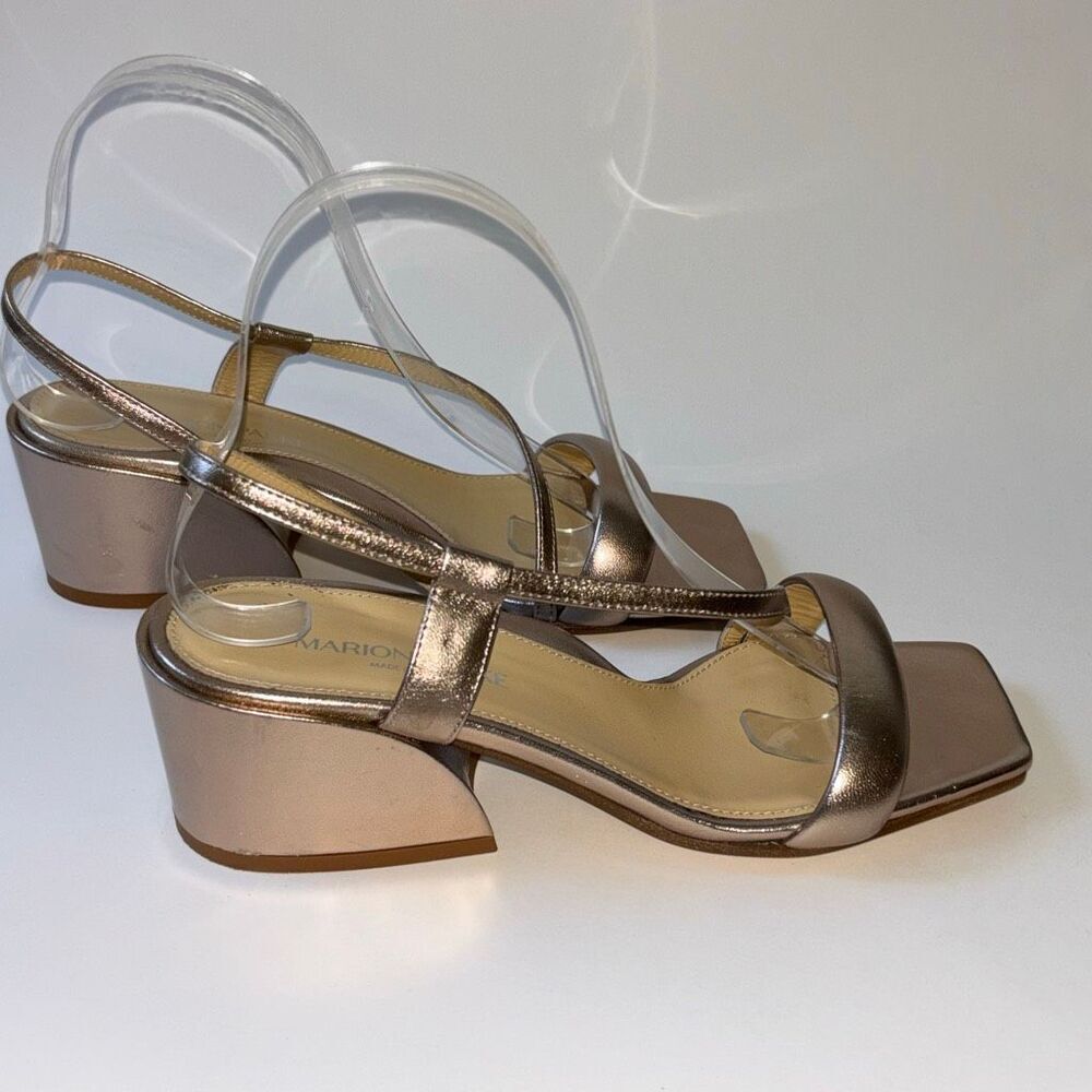 Marion Parke Leather slingback sandal rose gold/metallic pink Sz 38/8 - Picture 5 of 9